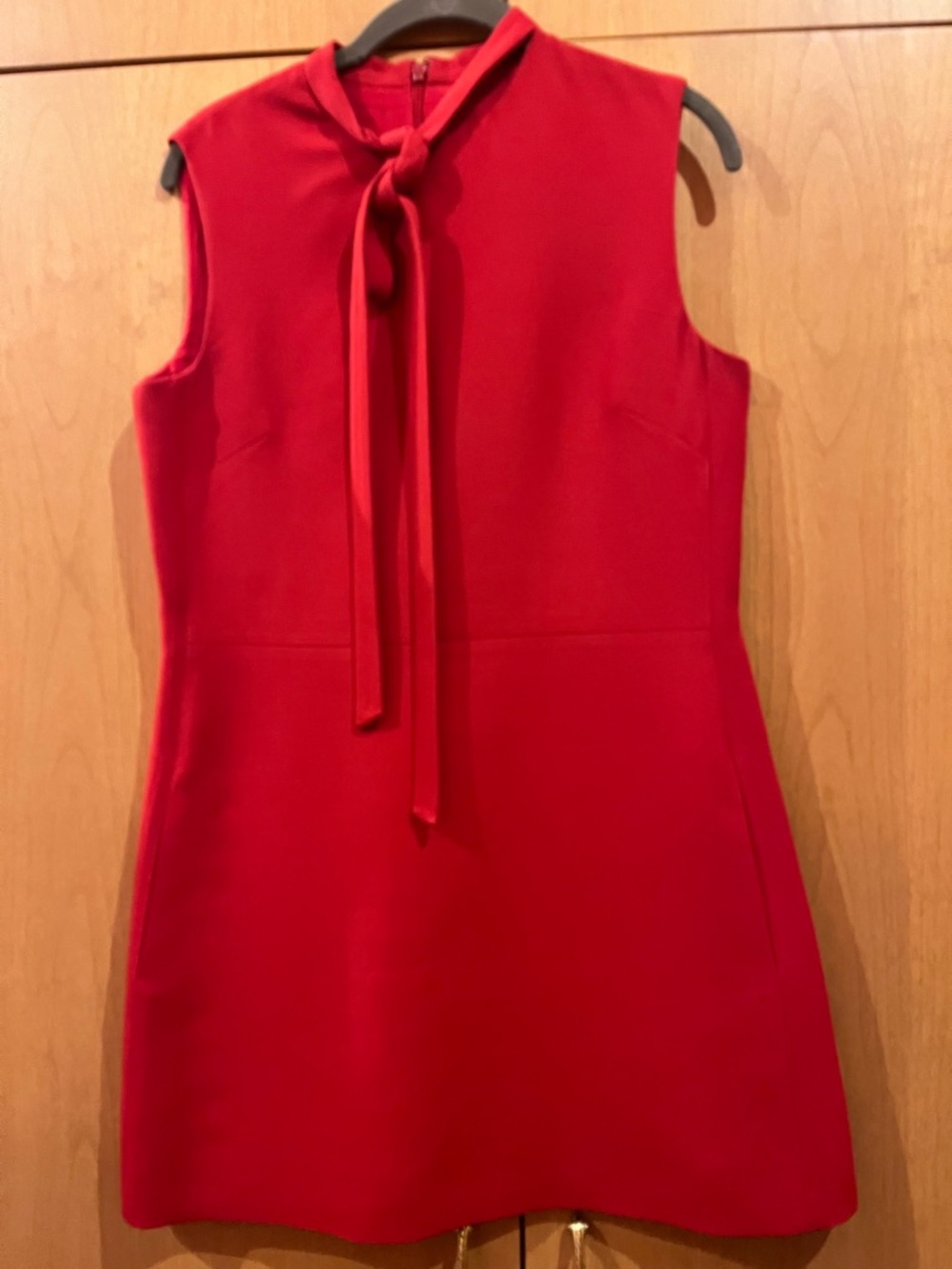 Valentino Red Sleeveless Mini Dress with Tie Neck